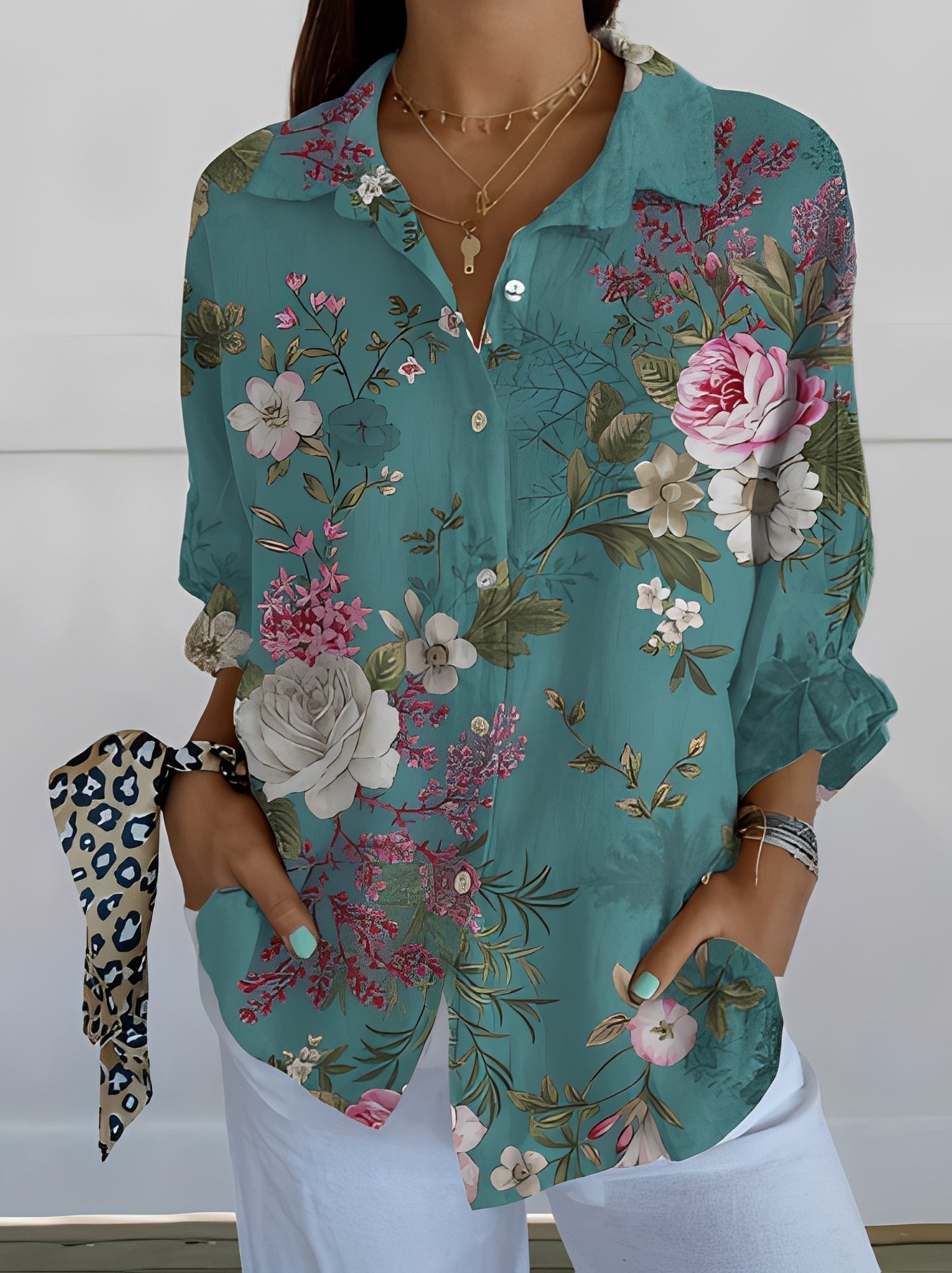 Jessica - Chemisier chic avec imprimé florale pour femmes