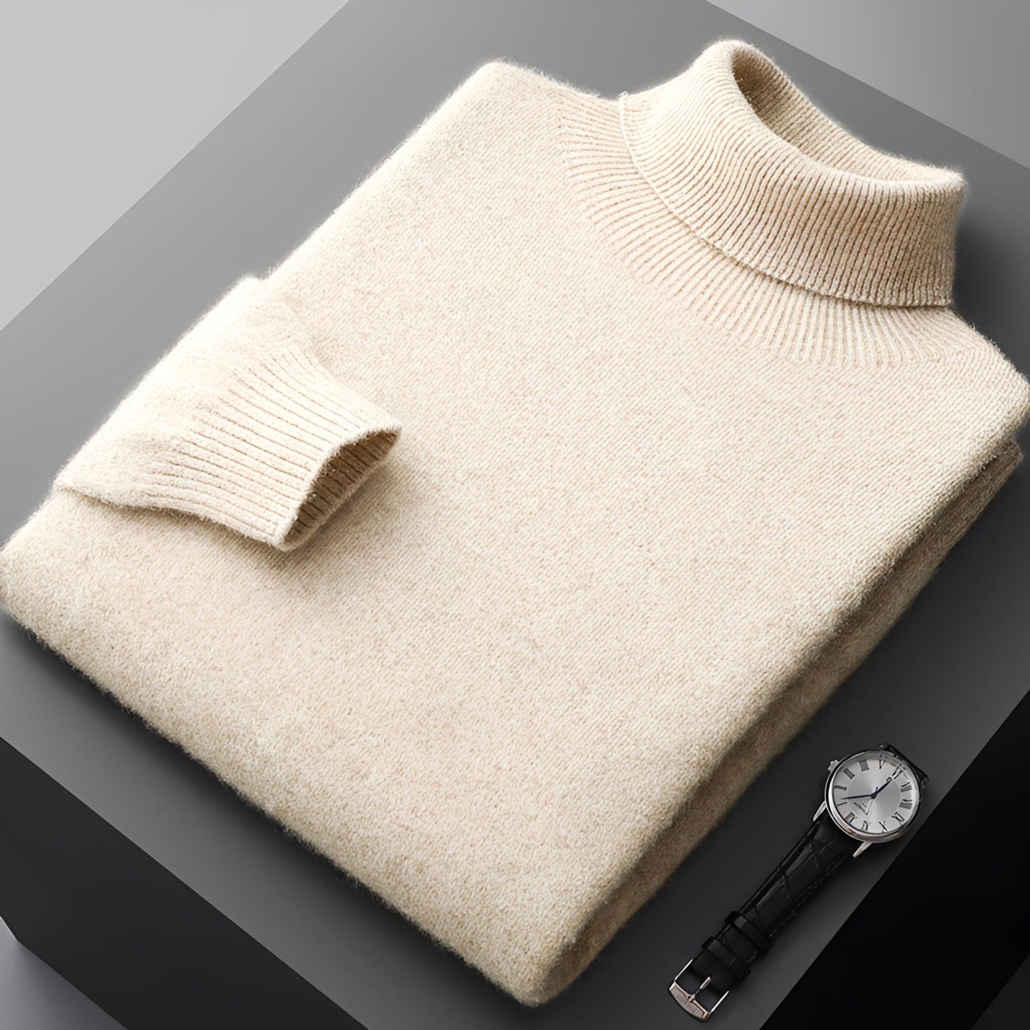 Adrian - Large sweater with a rolled neck for men