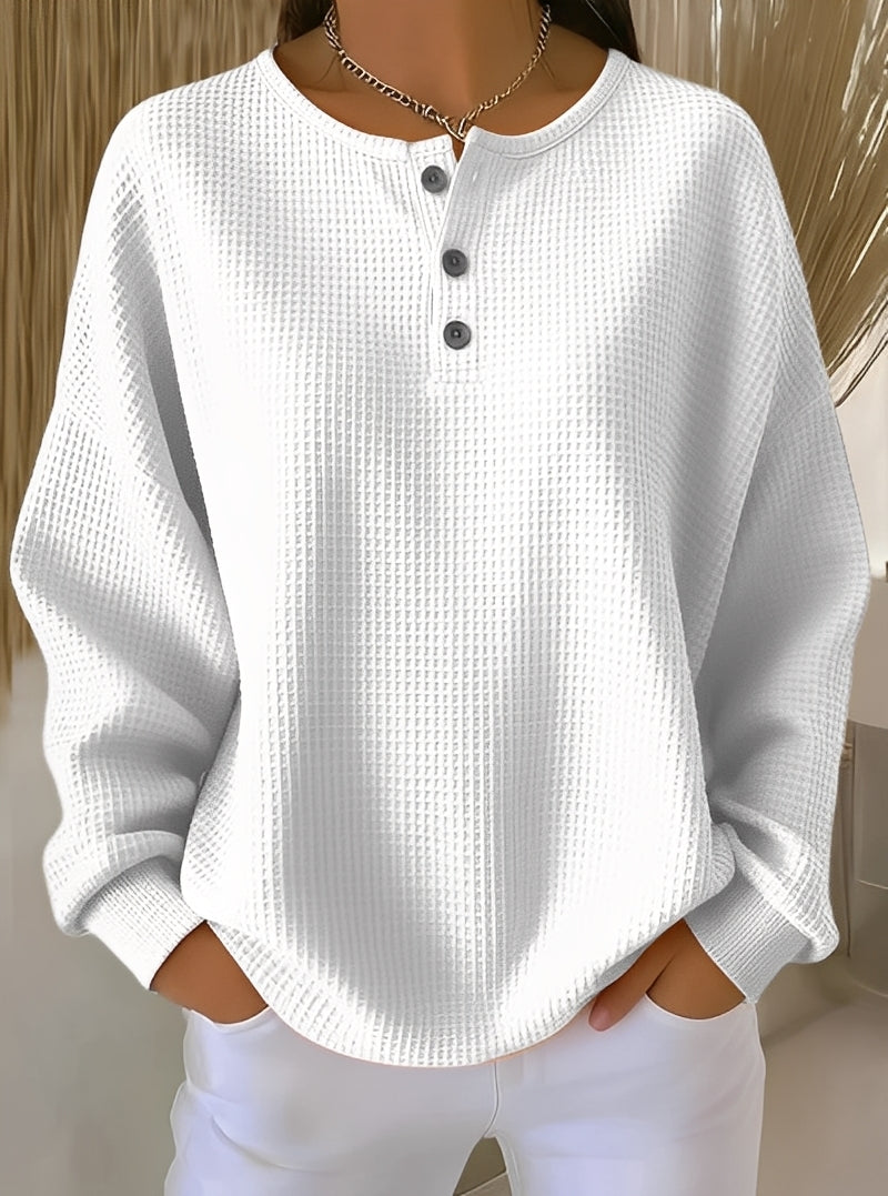 Anabella - Kuscheliger Pullover aus gewaffeltem Strick mit Knöpfen für Damen