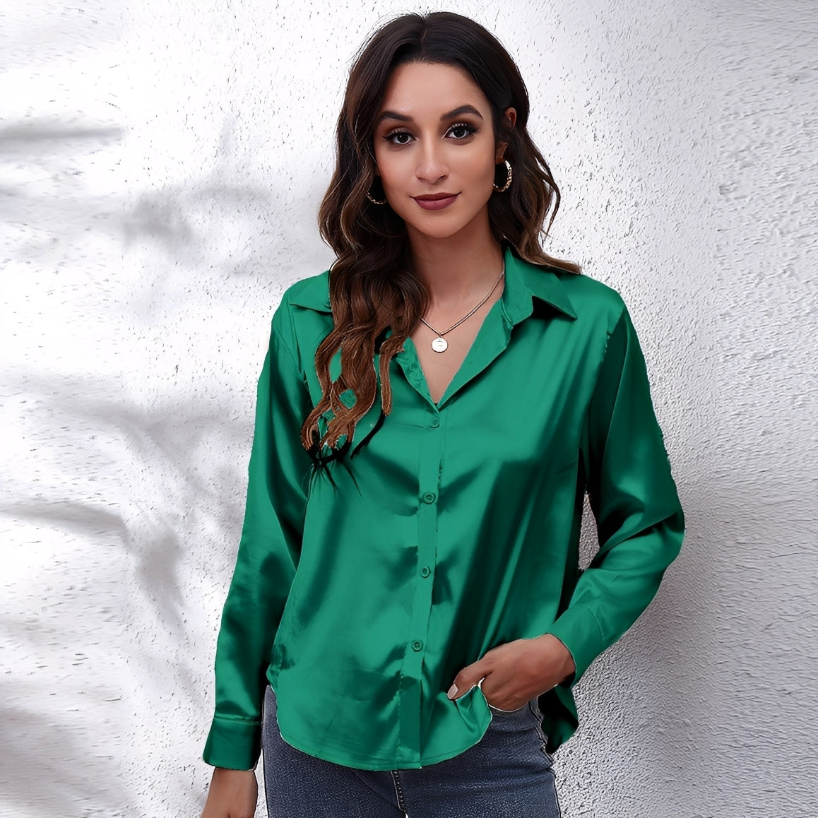 Haylee - Blouse en soie à manches longues pour femmes