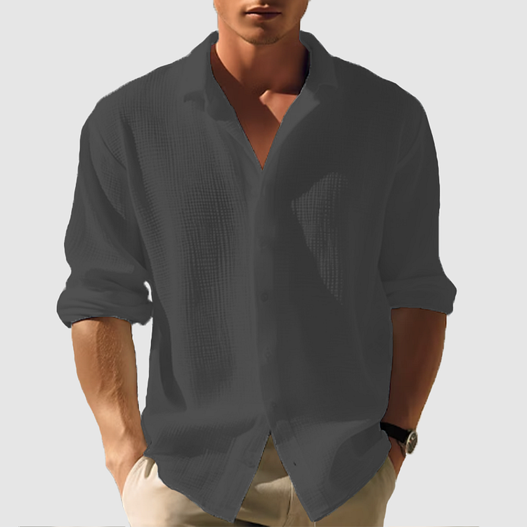 Cedric - Einfache legere Hemdbluse mit Kragen