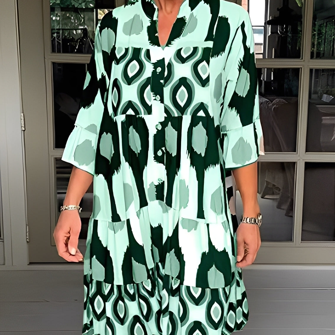 Floriane - Loose printed dress for woman