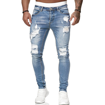 Annie - Jean skinny pour hommes avec déchirures, style décontracté
