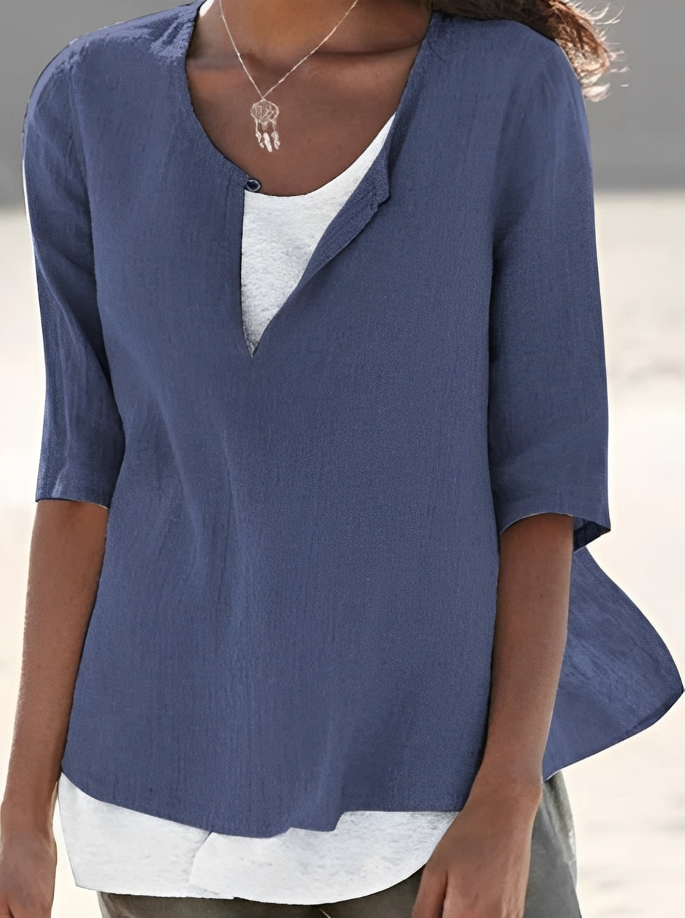 Charlie - Chemise ample décontractée à manches 3/4 pour femmes