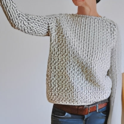 Lucrèce - Casual knitted sweater with boat neckline for women