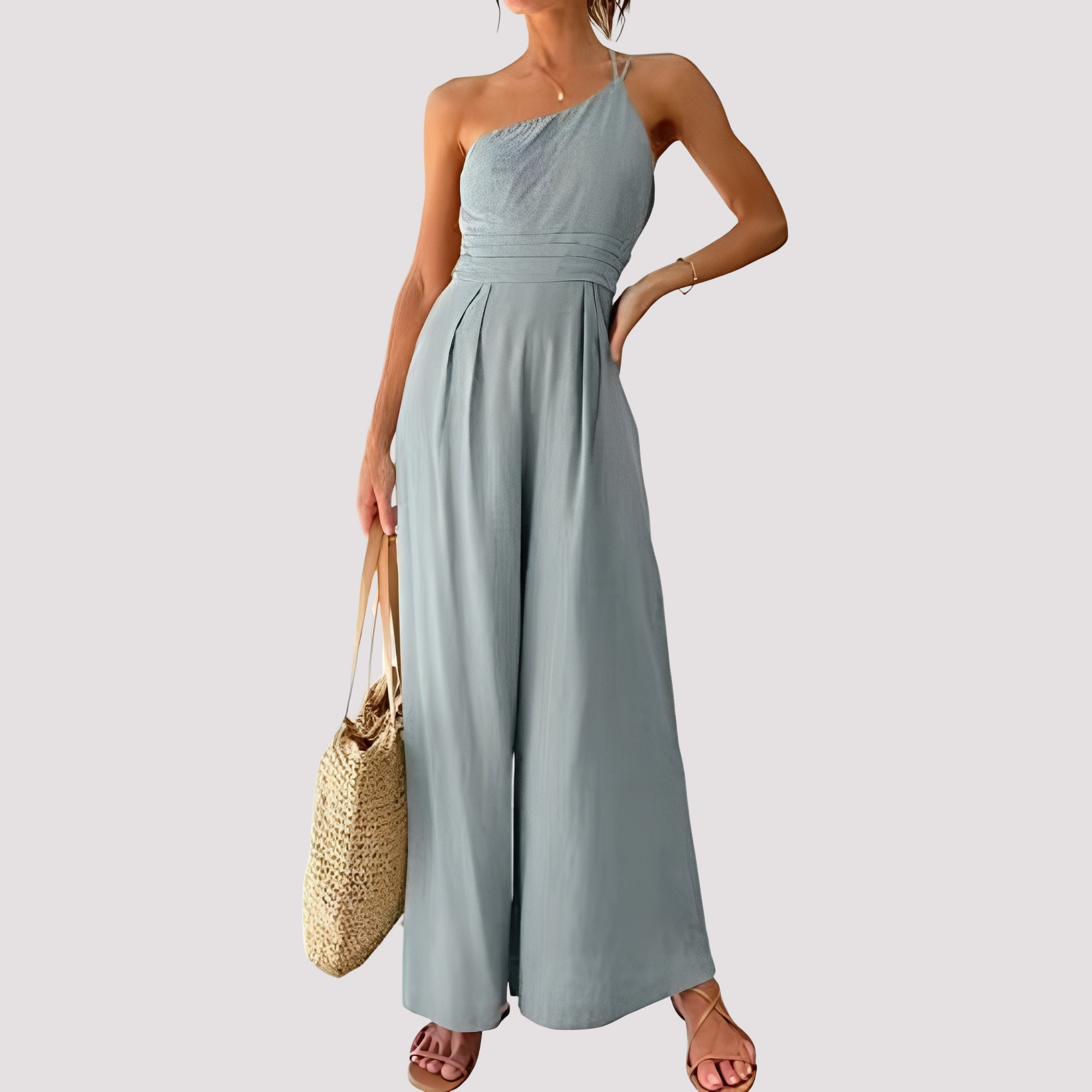 Carla - Combinaison femme chic à une épaule et jambes larges