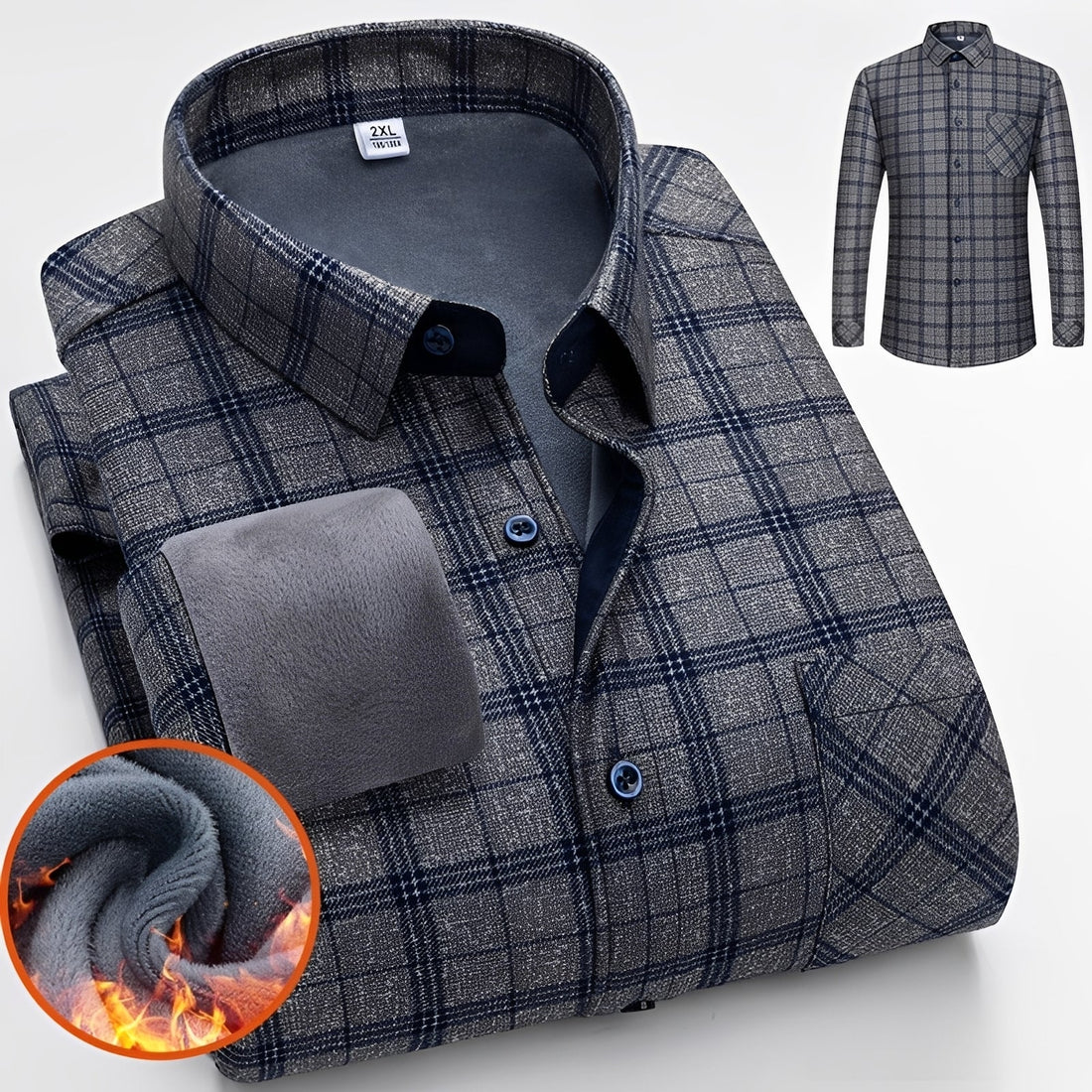 Anton - Élégante chemise à carreaux avec doublure polaire chaude pour hommes