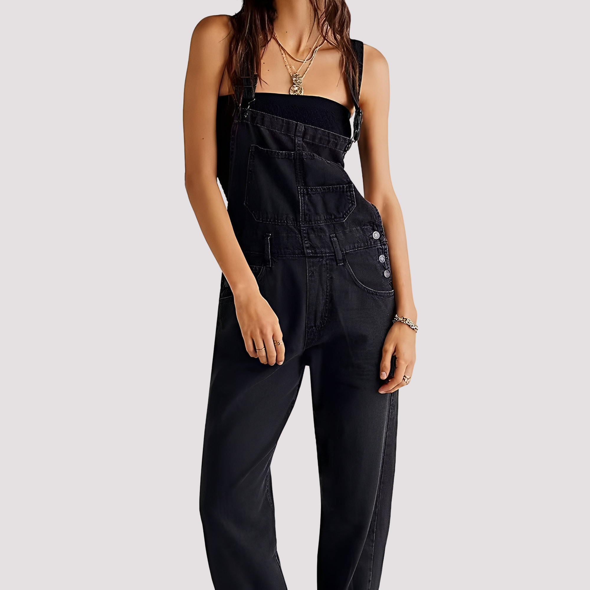 Sophie - Combinaison casual en jean, coupe large pour femmes