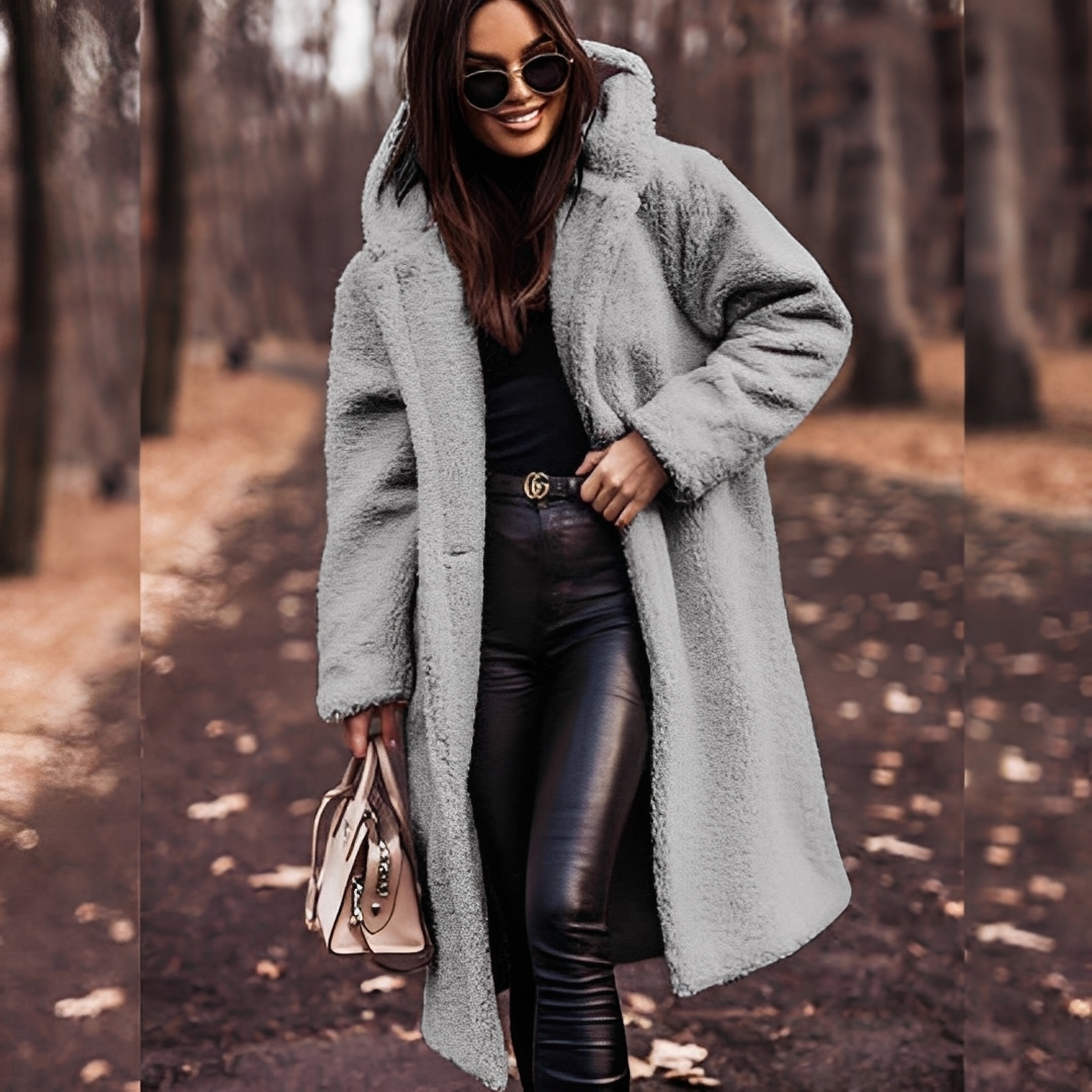 Lucette - Manteau d'hiver à capuche en fausse fourrure pour femme