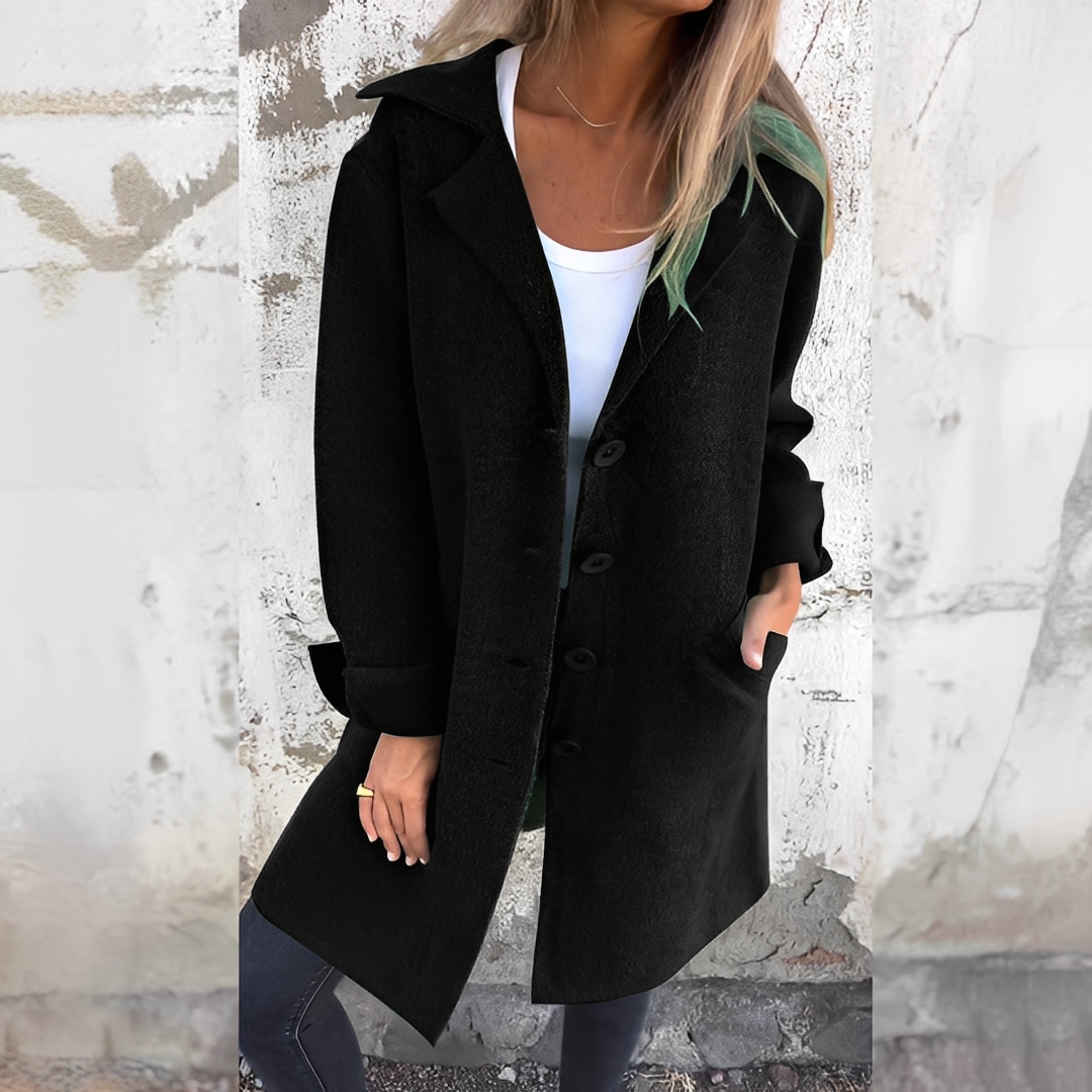 Odile - Long casual coat with lapels for women