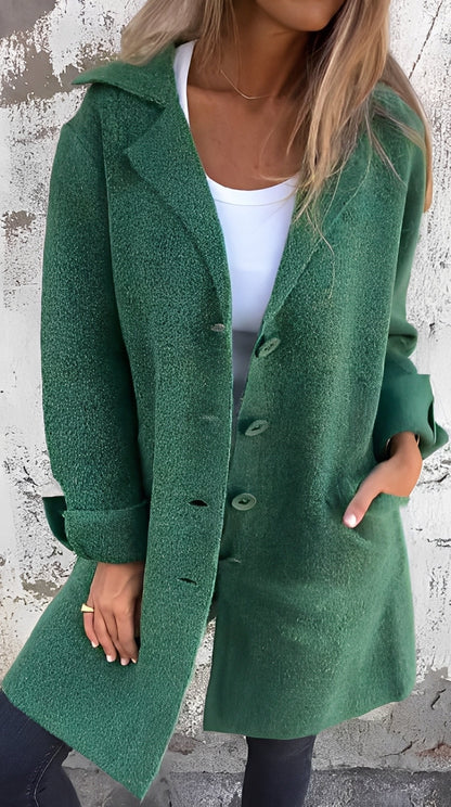 Meridith - Élégant manteau long à col à revers pour femmes