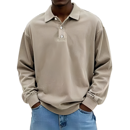 Chris - Chemise classique en tissu épais à manches longues pour homme