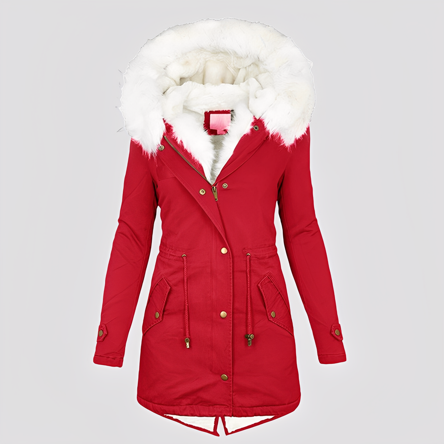Ashley - Elegant hooded coat with fur collar for women
