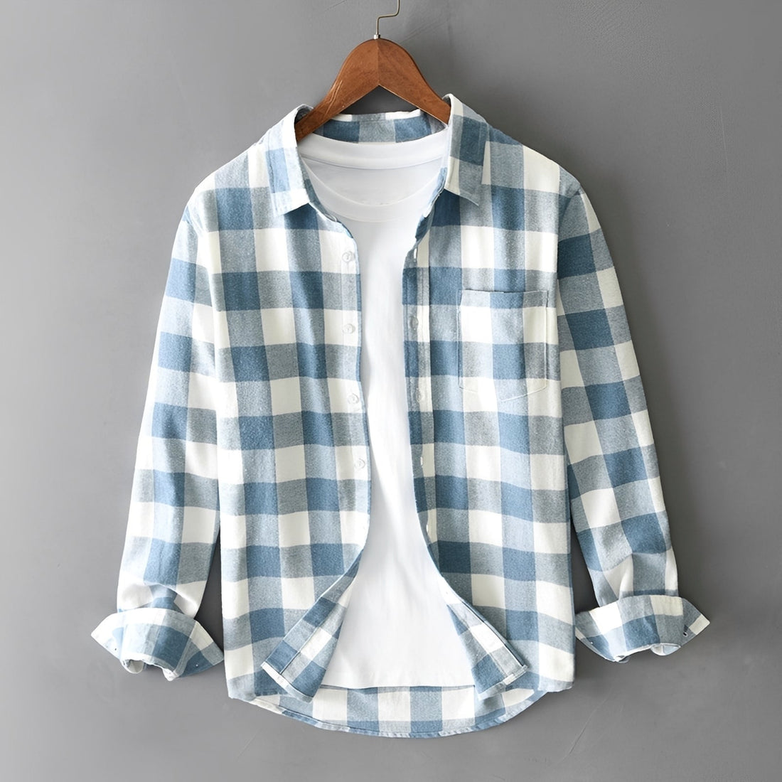 Martin - Chemise à carreaux élégante avec volants pour hommes