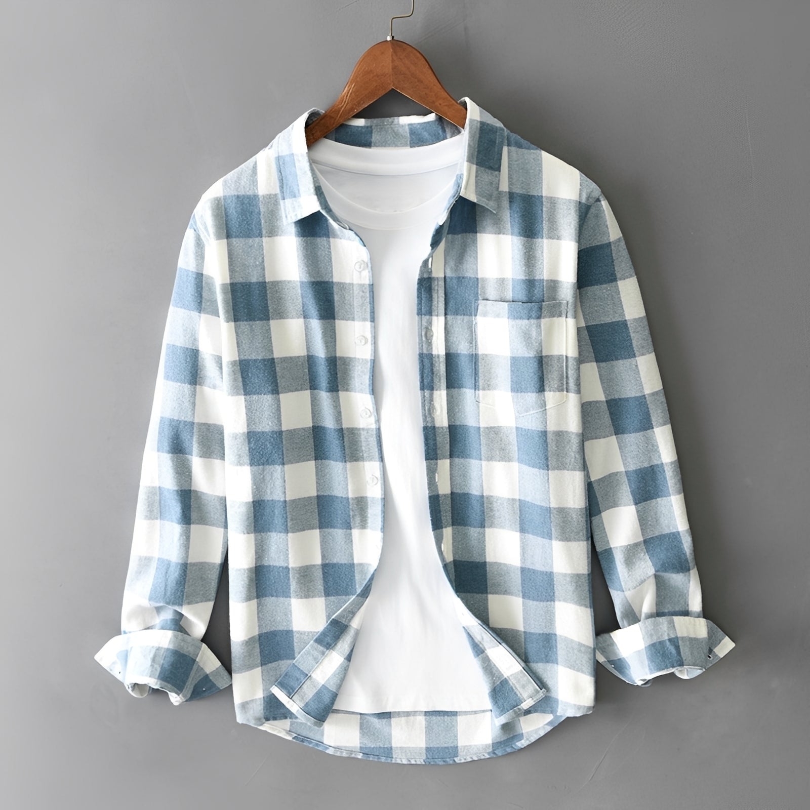 Martin - Chemise à carreaux élégante avec volants pour hommes
