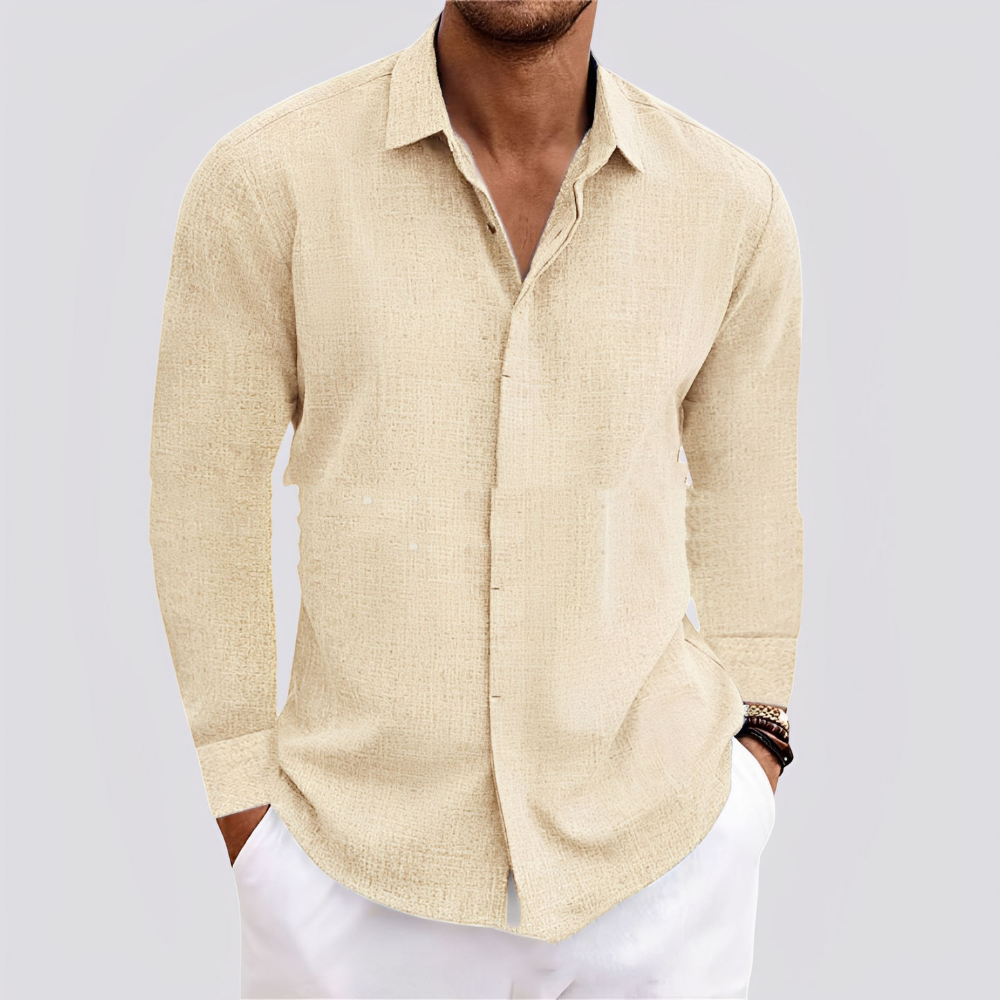 Felix - Chemise en lin à manches longues pour hommes