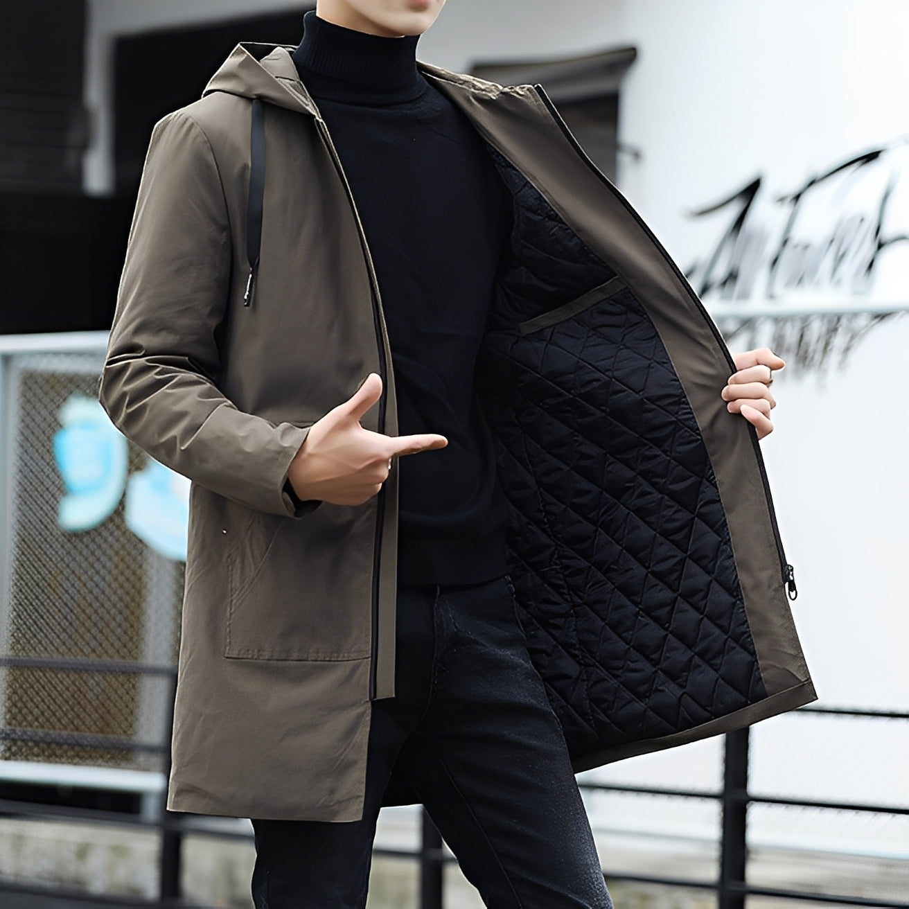 Derren - Veste légère et décontractée à capuche pour homme