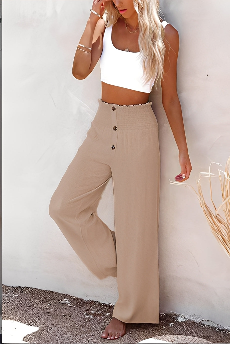 Aloïse - Pantalon taille haute en lin pour femme