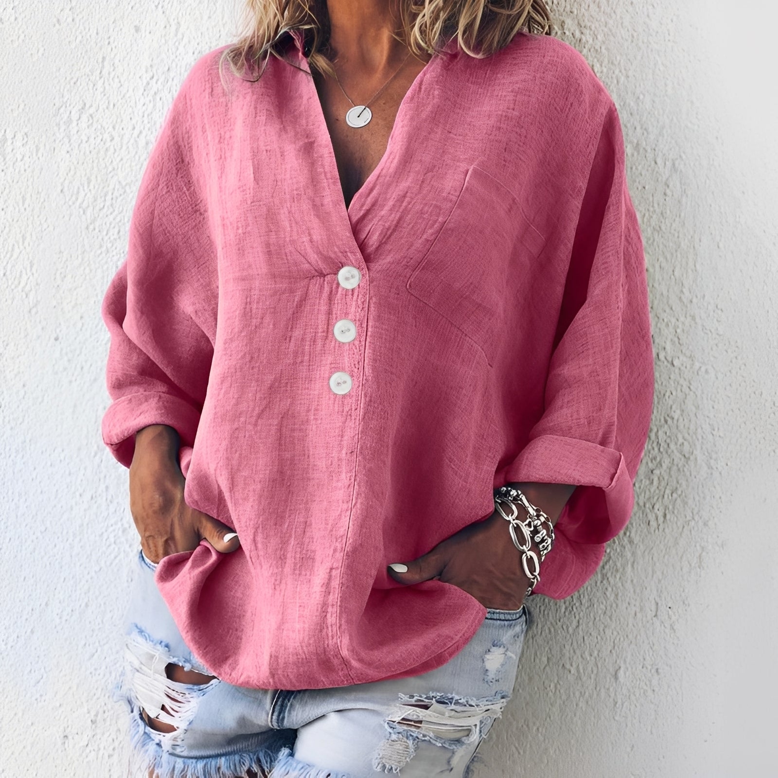 Sandra - Chemise ample à manches longues pour femmes