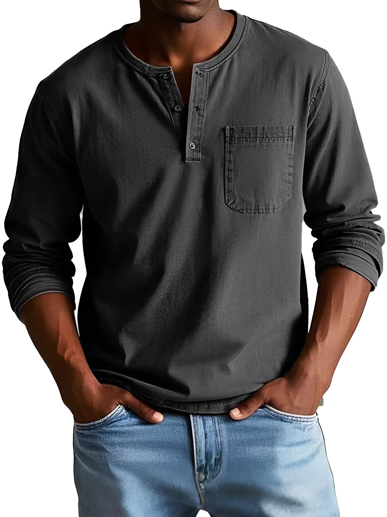 Steve - Chemise homme décontractée à manches longues