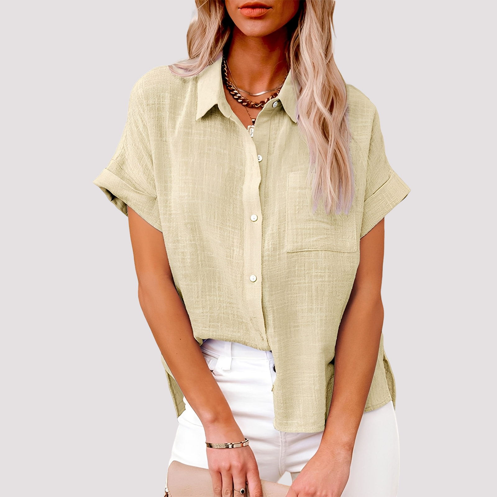 Josie - Blouse à manches courtes ample avec poche pour femmes