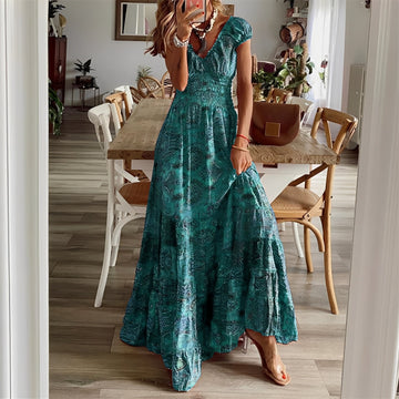 Christina - Robe maxi style bohème à motif floral pour femmes