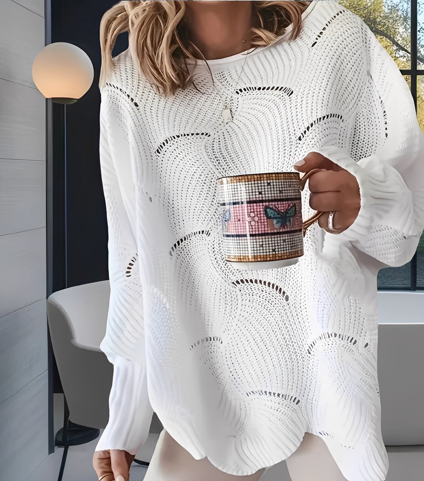 Kassandra - Pull chic pour femmes avec détails ajourés