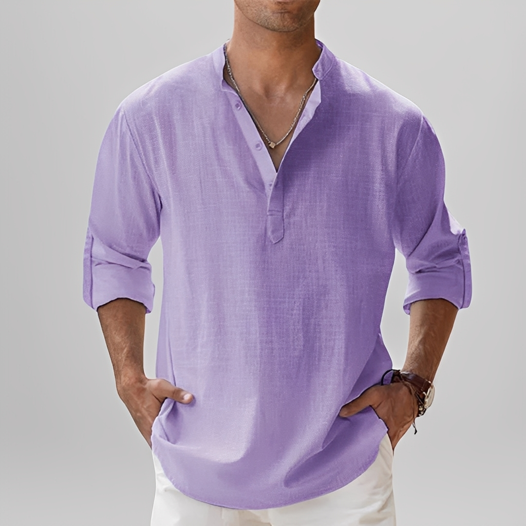 Ezriel - Bequemes Hemd mit halber Knopfleiste für Herren