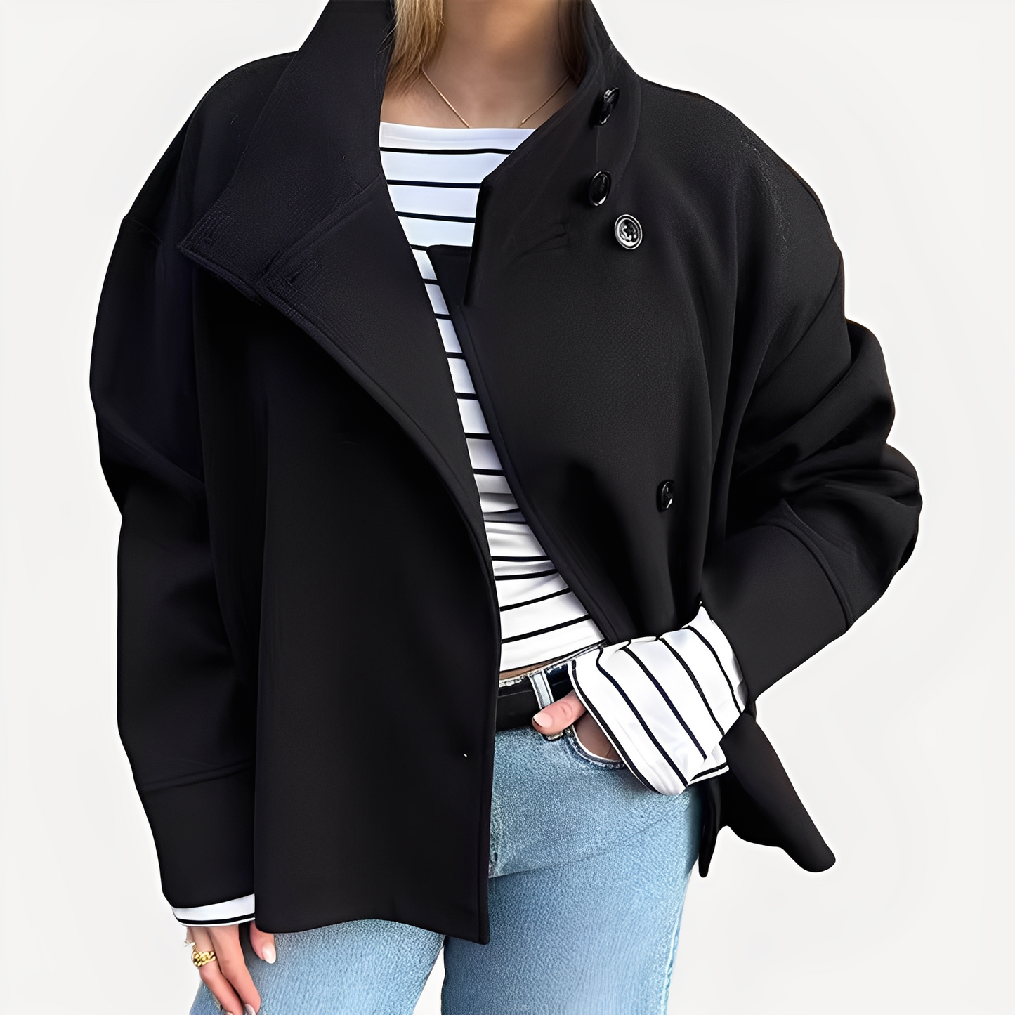 Carolyn - Manteau en laine élégant avec boutonnage simple pour femmes