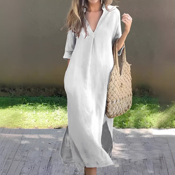 Lucie - Robe décontractée et ample avec col en V pour femmes