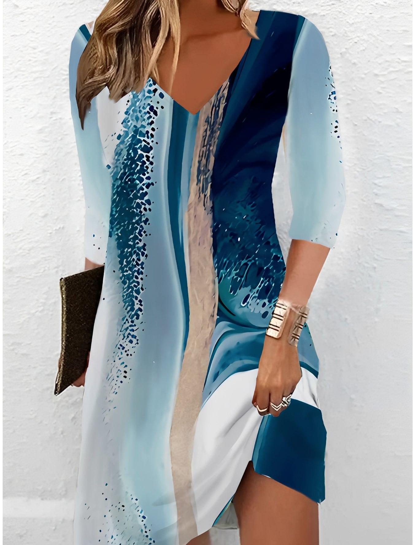 Alicia - Robe chic avec col en V et imprimé pour femmes