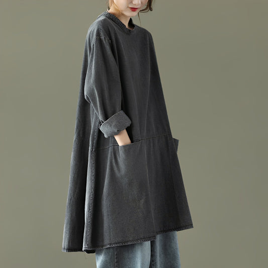 Julie - Long loose denim dress for women