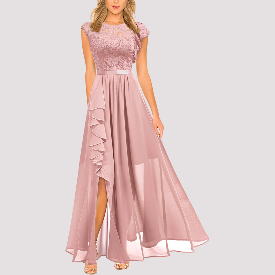 Anne - Robe longue élégante à taille haute pour femmes