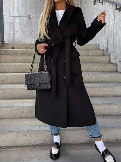 Suzanne - Manteau classique avec double rangée de boutons et ceinture pour femmes