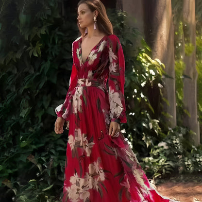 Becca - Elegantes Kleid aus Chiffon mit Blumenmuster für Damen