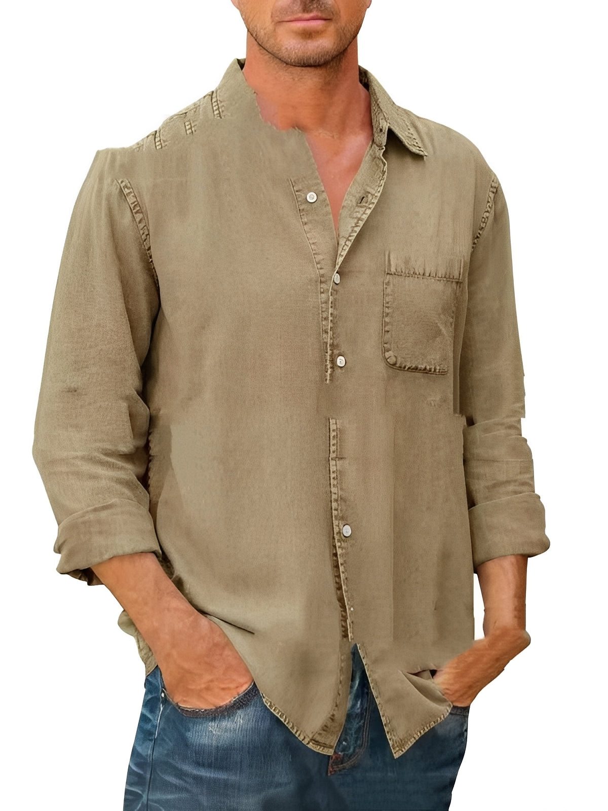 Alfie - Chemise vieillie à manches longues