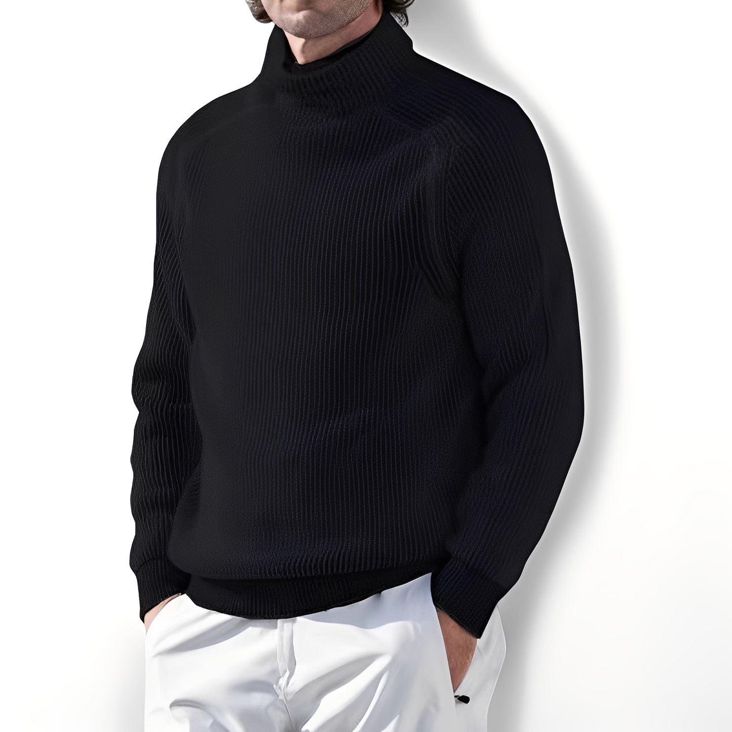 Jarrett - Pull pour homme en cachemire avec col haut, style relax