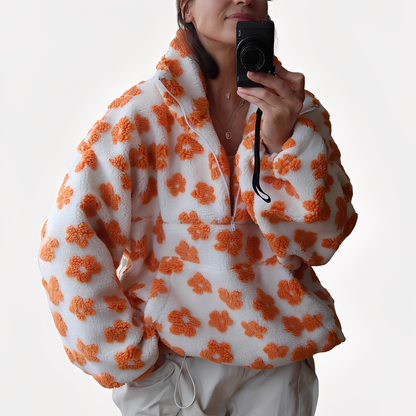 Elizabeth - Pull Sherpa chic à motif floral pour femmes