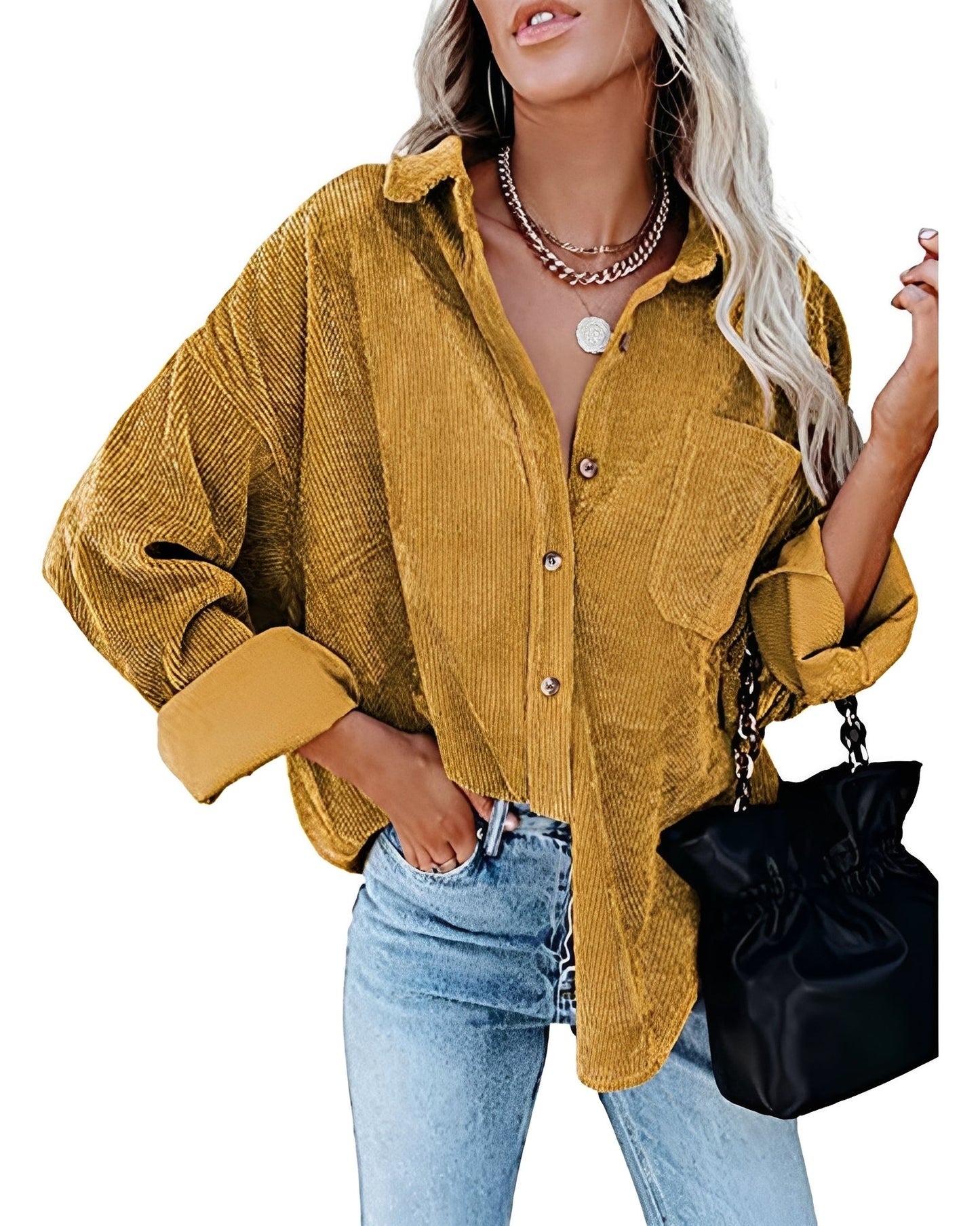 Jemima - Locker sitzendes und lässiges Poloshirt aus Kordvelours für Damen