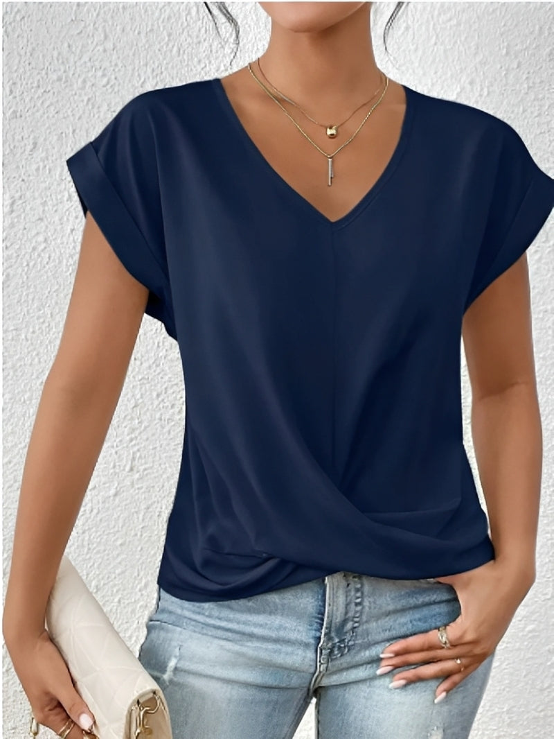 Rachael - Blouse décontractée à col en V irrégulier pour femmes