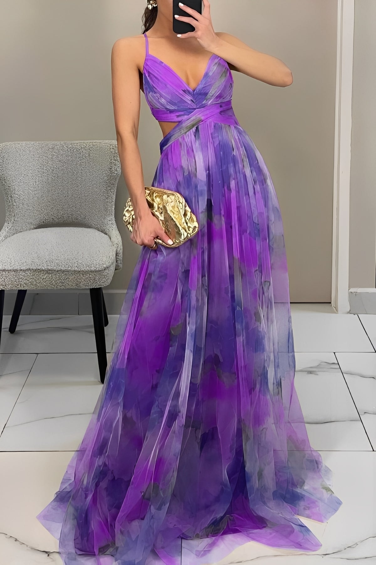 Olivia - Robe longue élégante à motif floral pour femmes