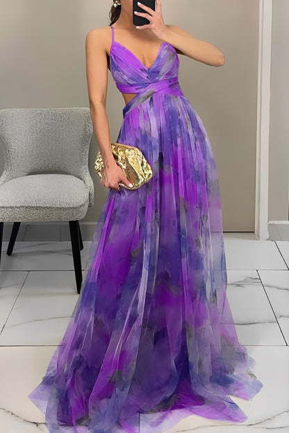 Olivia - Robe longue élégante à motif floral pour femmes