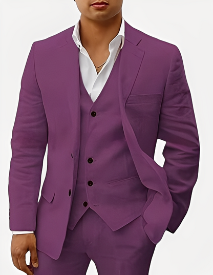 Beckham - Ensemble chic en lin pour hommes, trois pièces