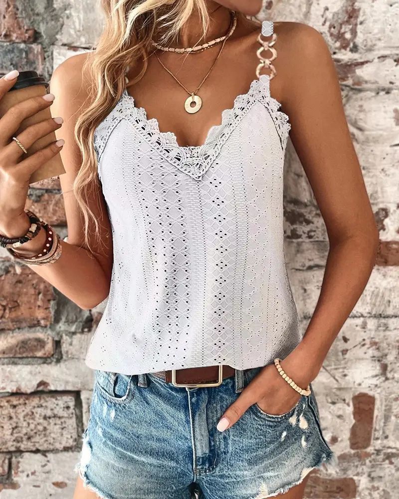 Manda - Top stylé avec bretelles spaghetti pour femmes