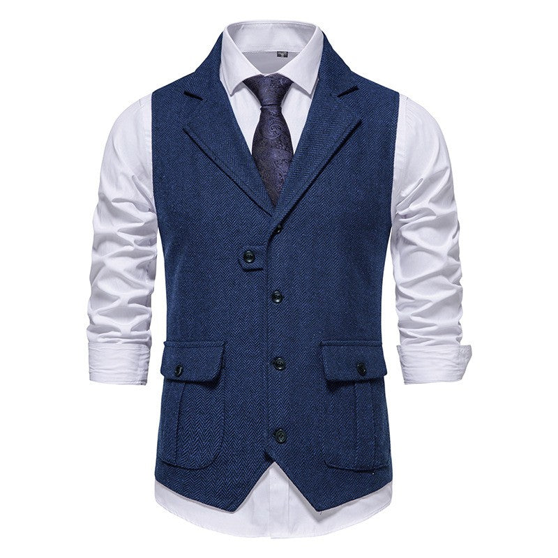Rodney - Manteau homme classique à un seul bouton avec motif à chevrons
