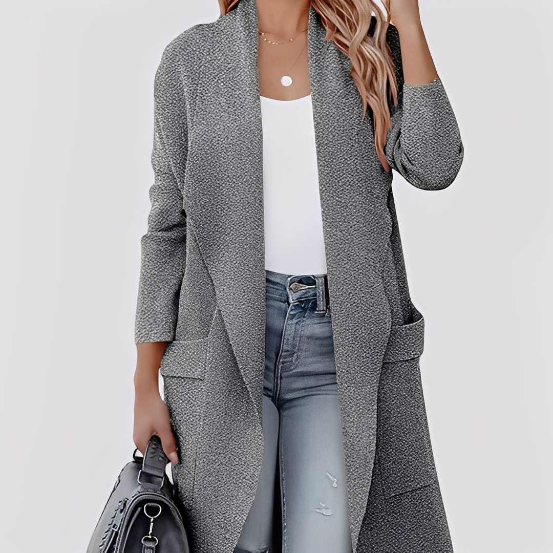 Chantal - Cardigan long en tweed décontracté pour femmes