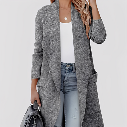 Chantal - Cardigan long en tweed décontracté pour femmes