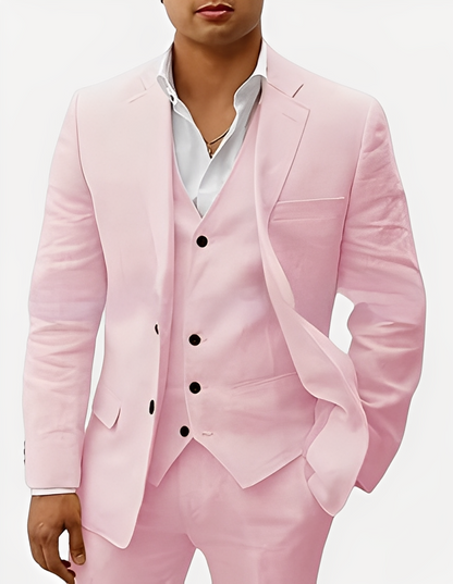 Beckham - Ensemble chic en lin pour hommes, trois pièces