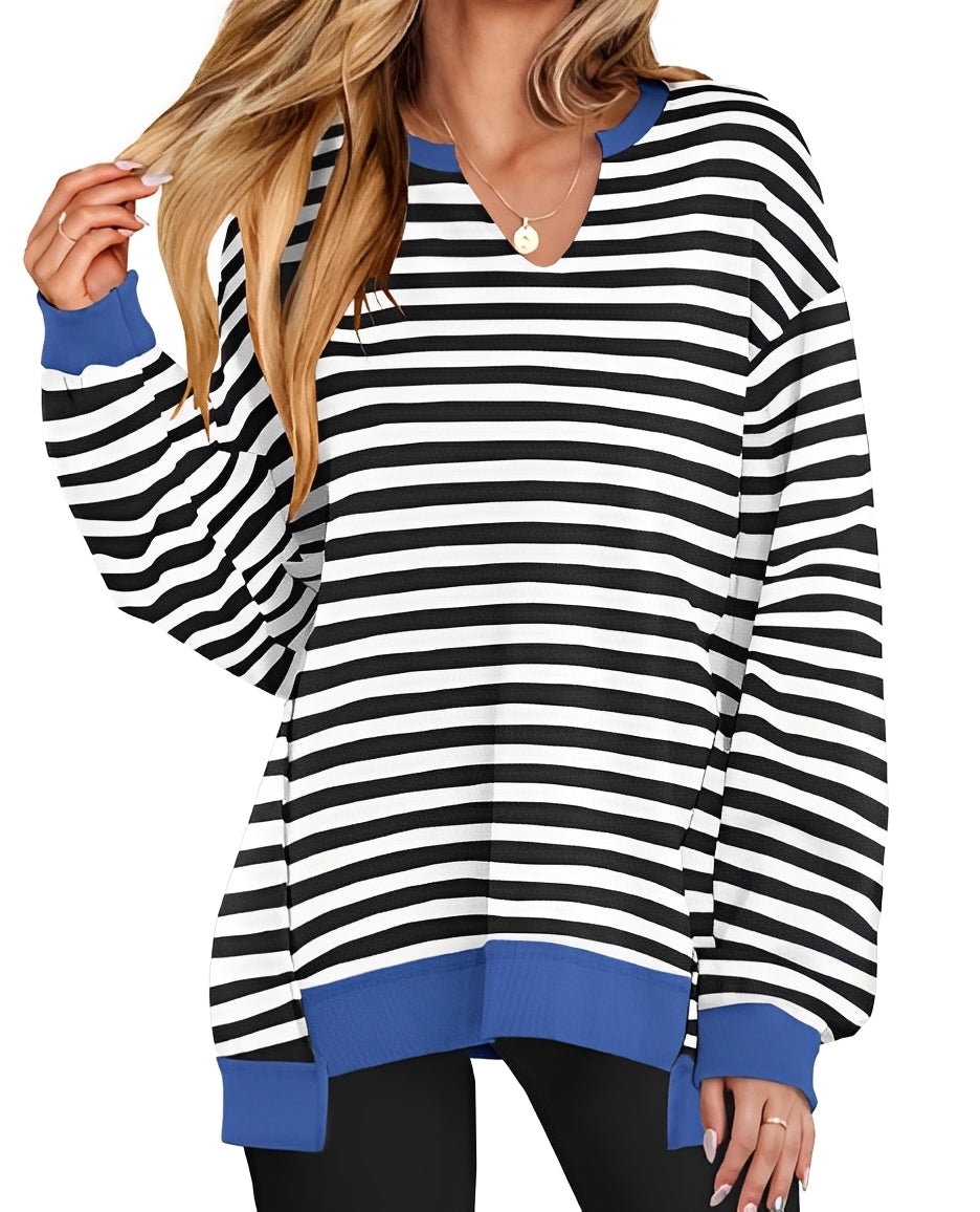 Maggie - Casual striped sweater with V-neck for women