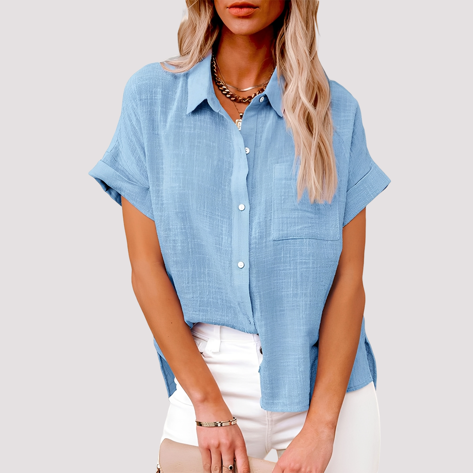 Josie - Blouse à manches courtes ample avec poche pour femmes